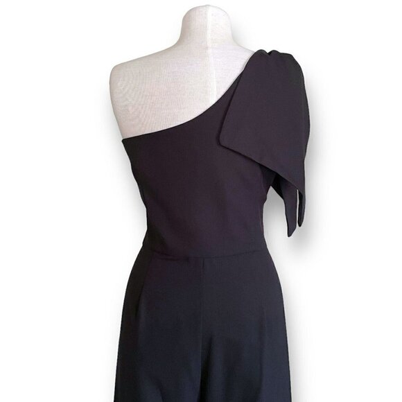 BHLDN Anthropologie Womens Windham Jumpsuit Plus Sz 18 Black 1 Shoulder Wide Leg - Picture 9 of 12